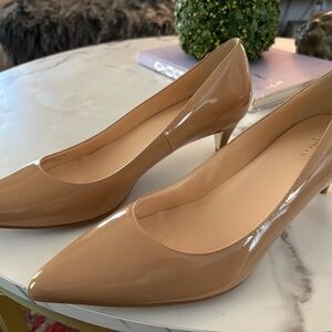Cole Haan Nude Patent Pointed-Toe Kitten Heel Pumps